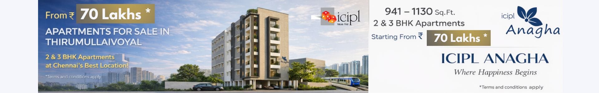 ICIPL Anagha Apartments for Sale in Thirumullaivoyal from 70 lakhs onwards